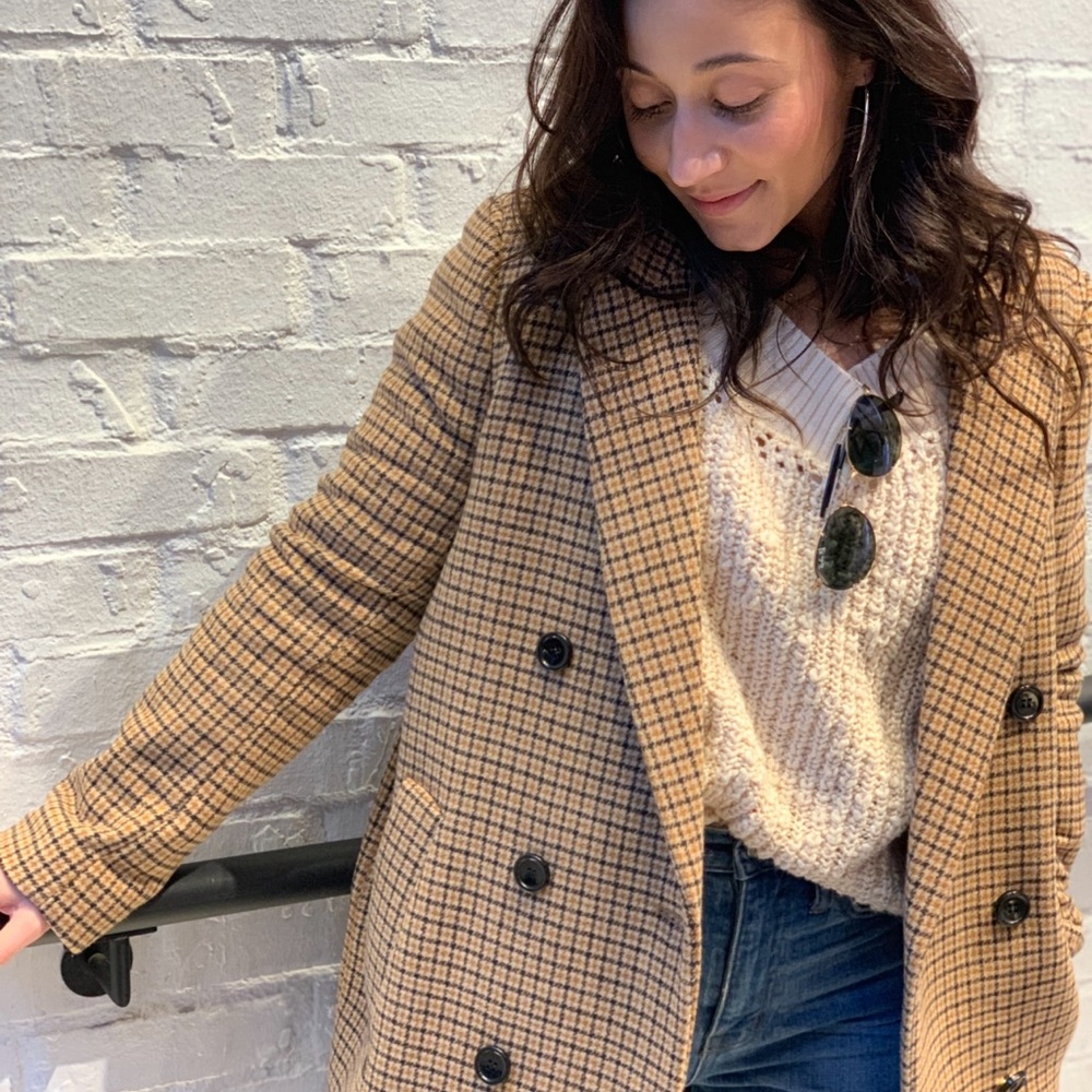 Plaid Tan Women's Coat